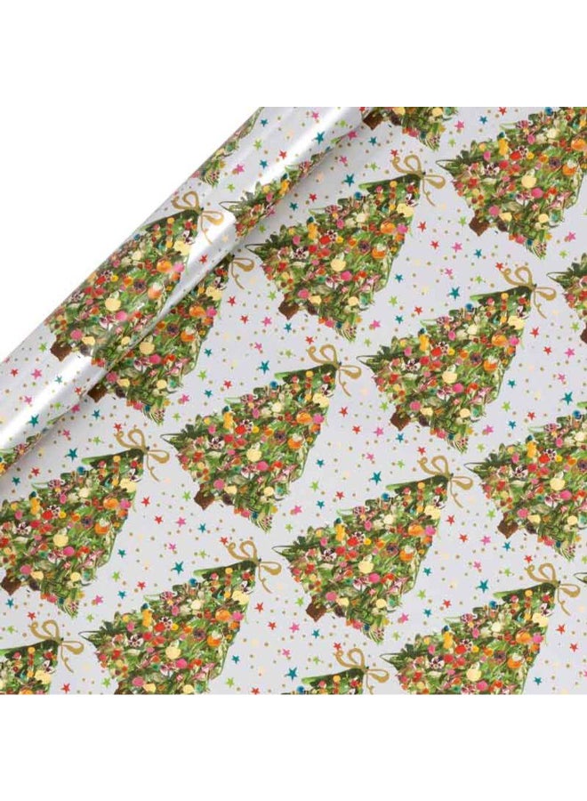Glick Exquisite Evergreen Christmas Tree Gift Roll Wrap (4 m, Silver)